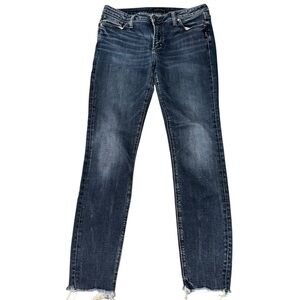 WOMENS Silver Jeans Most Wanted Skinny 30x29 Dark Wash Raw Hem Stretch